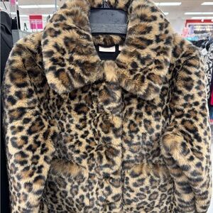 Camila Coelho Leopard Print Faux Fur Coat